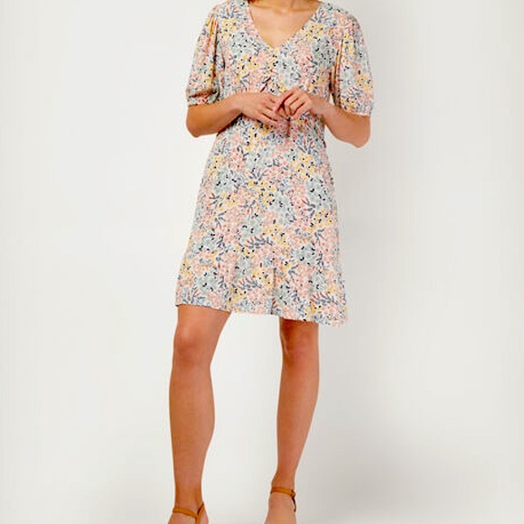 JEANSWEST | Sonia V Neck Casual/ Summer Dress | Coral Print | NWT | Size 12 - Picture 4 of 11